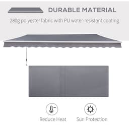 image-3x2.5m Manual Awning Canopy Sun Shade Shelter with Winding Handle, Grey