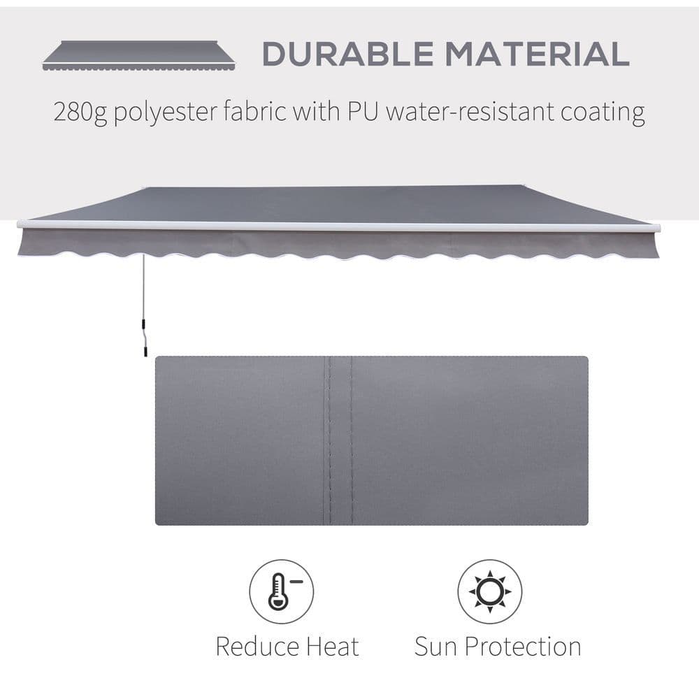 image-3x2.5m Manual Awning Canopy Sun Shade Shelter with Winding Handle, Grey