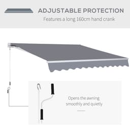 image-3x2.5m Manual Awning Canopy Sun Shade Shelter with Winding Handle, Grey