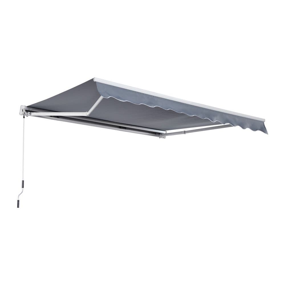 image-3x2.5m Manual Awning Canopy Sun Shade Shelter with Winding Handle, Grey