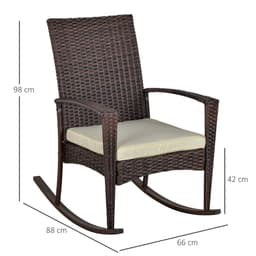 image-Rattan Rocking Chair W/ Cushion-Brown/Beige