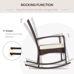 image-Rattan Rocking Chair W/ Cushion-Brown/Beige