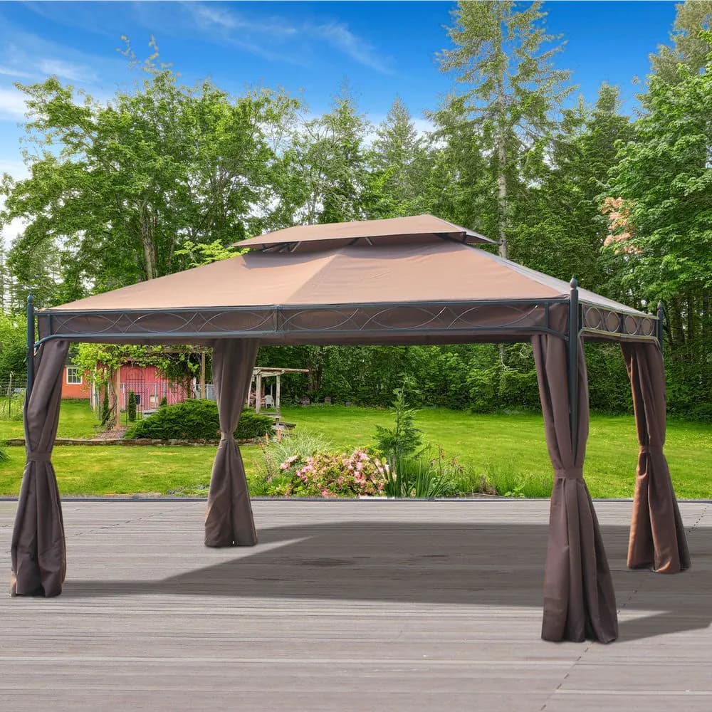 image-3x4m Metal Gazebo Marquee Patio Canopy Shelter with Sidewalls Pavilion