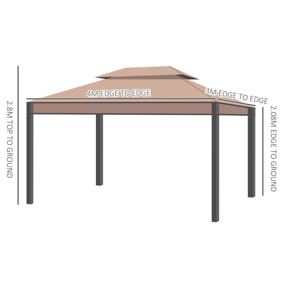 image-3x4m Metal Gazebo Marquee Patio Canopy Shelter with Sidewalls Pavilion