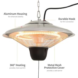 image-Outsunny Hanging Patio Heater, 1500W, Aluminium-Silver