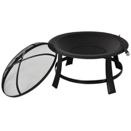 image-Outsunny 30� Round Metal Fire Pit With Cover-Black | Aosom.co.uk