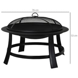 image-Outsunny 30� Round Metal Fire Pit With Cover-Black | Aosom.co.uk