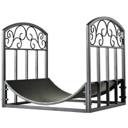 image-Wrought Iron Inner Arced Wood Log Holder Storage Shelf Black