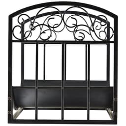 image-Wrought Iron Inner Arced Wood Log Holder Storage Shelf Black