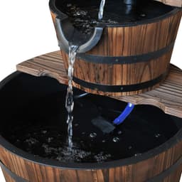 image-Wooden Water Pump Fountain, 2 Tier-Fir Wood/Steel