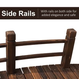 image-Wooden Garden Bridge Lawn Decor Stained Finish Arc Outdoor Pond Walkway