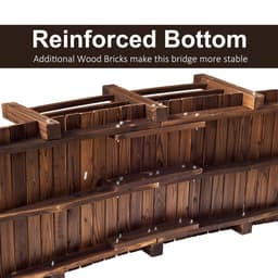 image-Wooden Garden Bridge Lawn Decor Stained Finish Arc Outdoor Pond Walkway