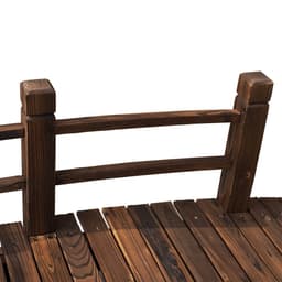 image-Wooden Garden Bridge Lawn Decor Stained Finish Arc Outdoor Pond Walkway