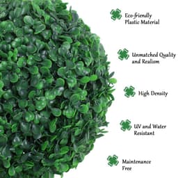 image-PE Set of 2 Artificial Boxwood Three Balls Topiary Plant Tree's Green