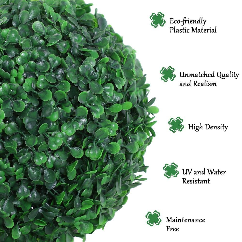 image-PE Set of 2 Artificial Boxwood Three Balls Topiary Plant Tree's Green
