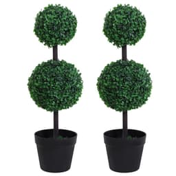 image-PE Set of 2 Artificial Boxwood Ball Topiary Plant Tree's Green