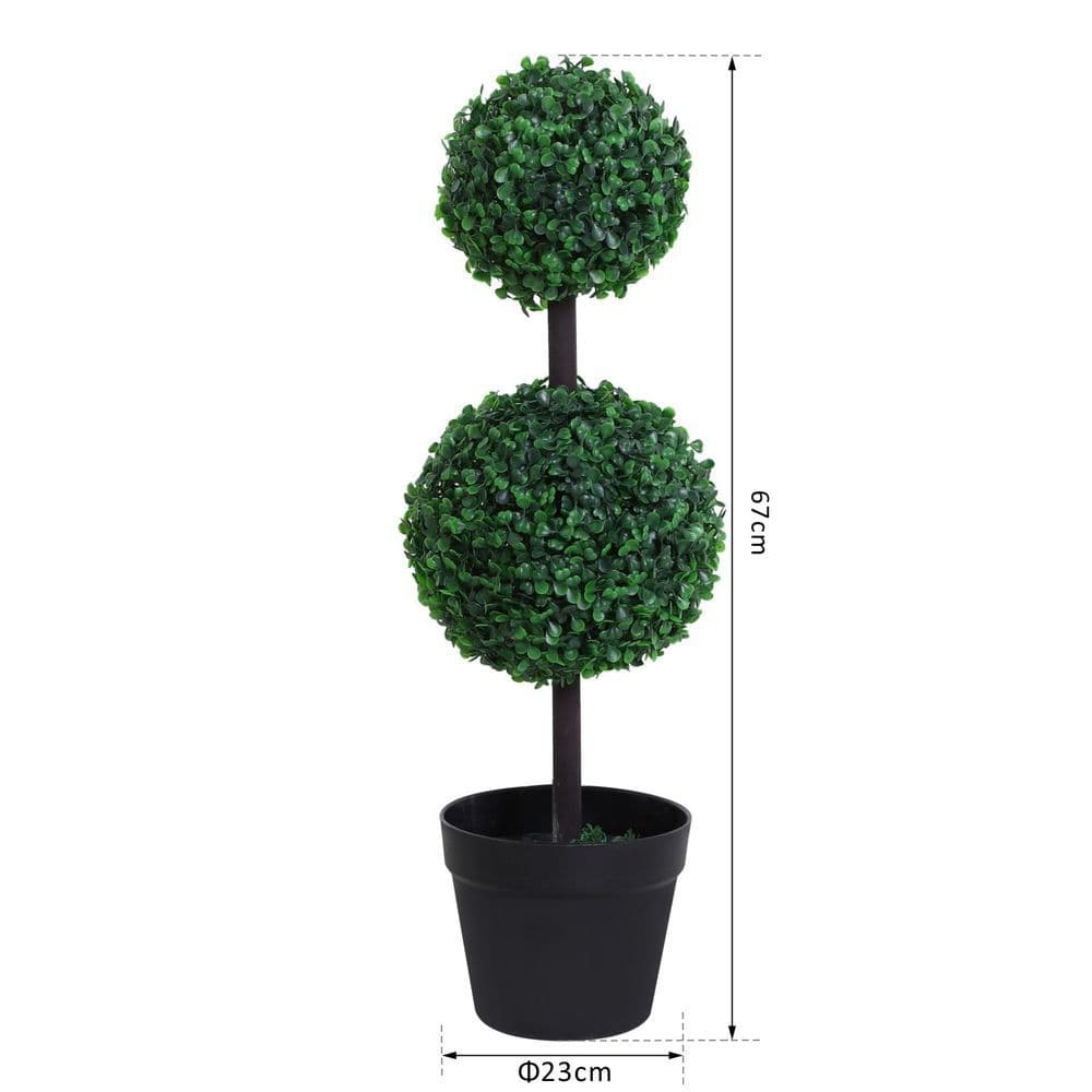image-PE Set of 2 Artificial Boxwood Ball Topiary Plant Tree's Green