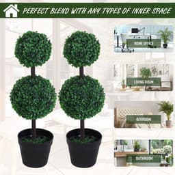 image-PE Set of 2 Artificial Boxwood Ball Topiary Plant Tree's Green