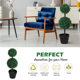 image-PE Set of 2 Artificial Boxwood Ball Topiary Plant Tree's Green