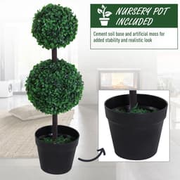 image-PE Set of 2 Artificial Boxwood Ball Topiary Plant Tree's Green