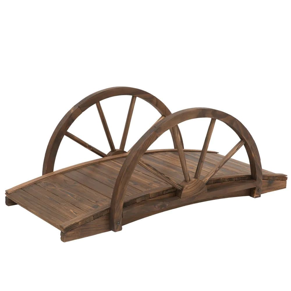 image-Fir Wood Outdoor Garden Decor Walkway Bridge Brown