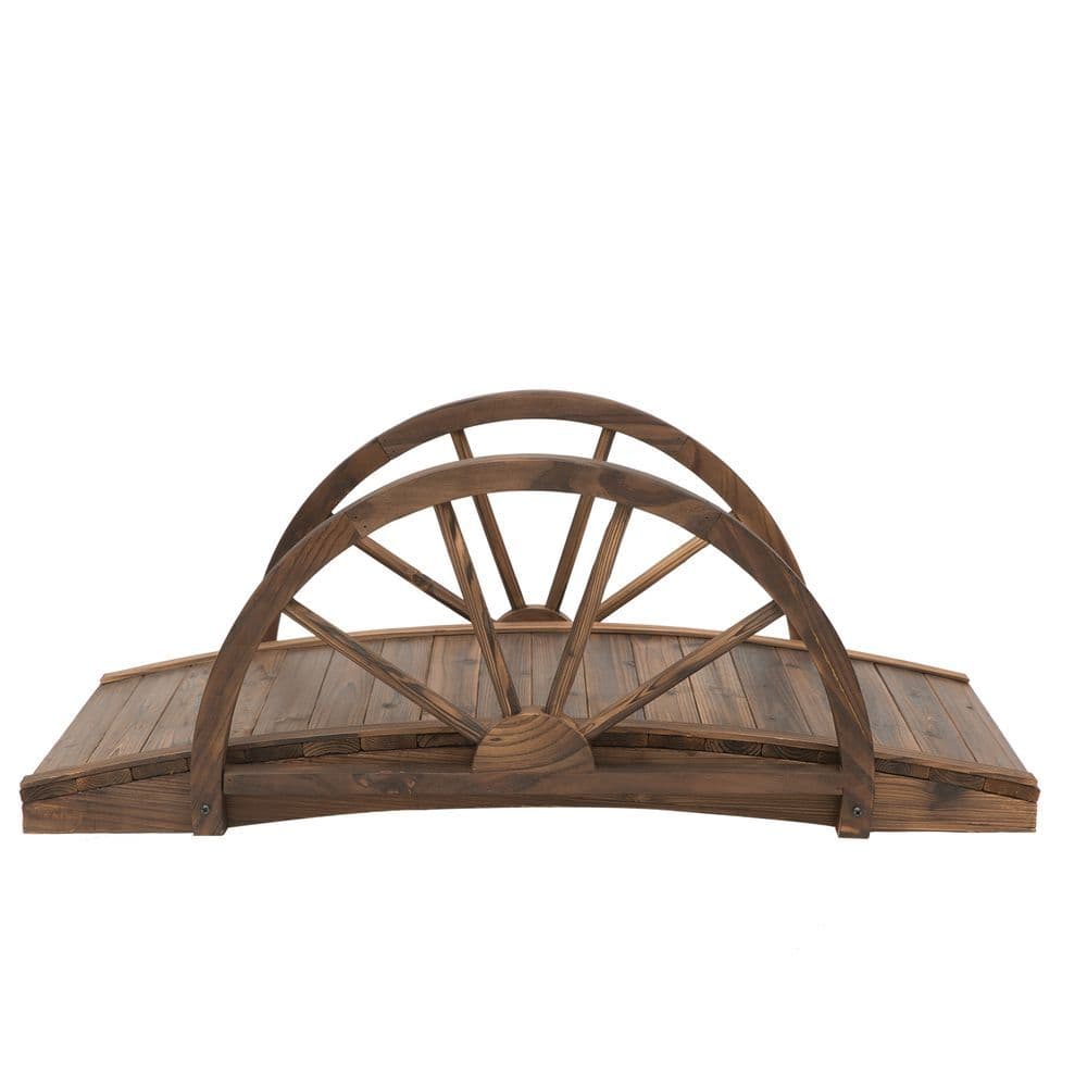 image-Fir Wood Outdoor Garden Decor Walkway Bridge Brown