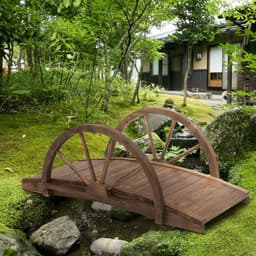 image-Fir Wood Outdoor Garden Decor Walkway Bridge Brown