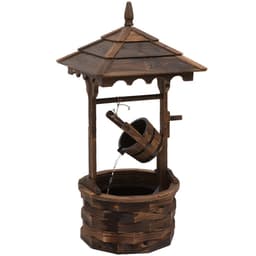 image-Fir Wood Outdoor Garden Decor Wishing Well Waterfall
