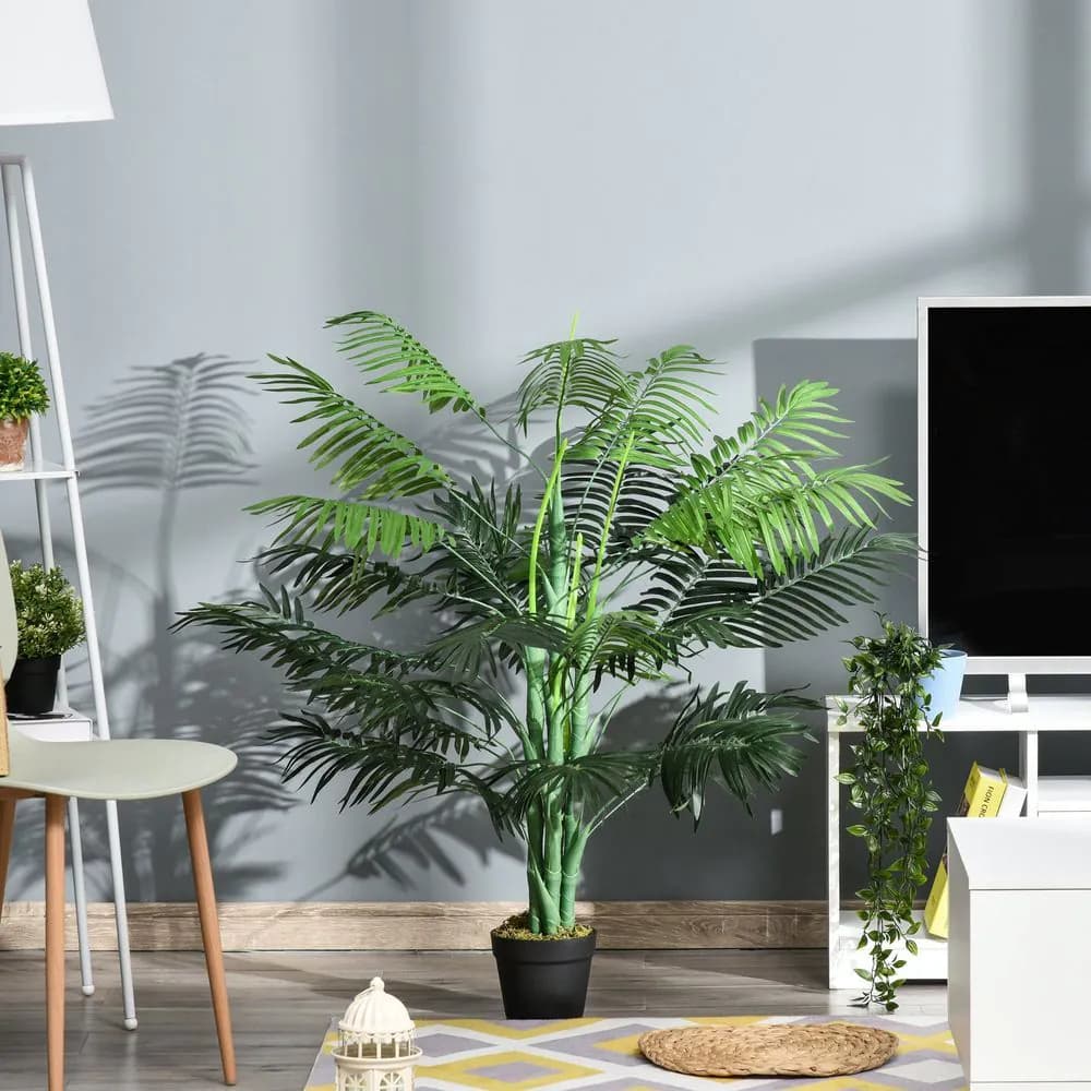 image-Artificial Palm Tree 18 Leaves with Nursery Pot, Fake Tropical Tree 125cm