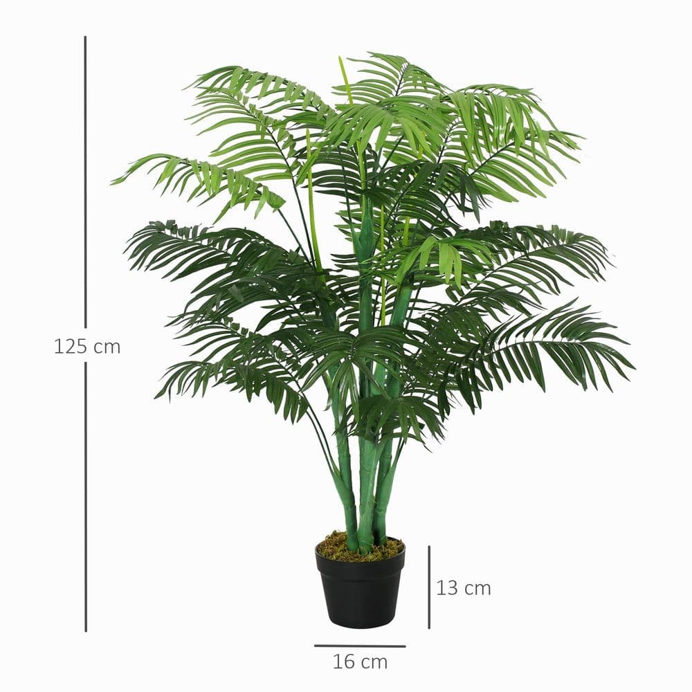 image-Artificial Palm Tree 18 Leaves with Nursery Pot, Fake Tropical Tree 125cm