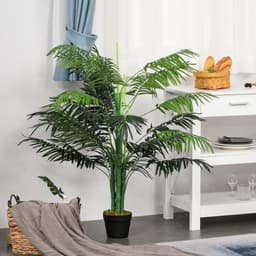 image-Artificial Palm Tree 18 Leaves with Nursery Pot, Fake Tropical Tree 125cm
