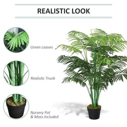 image-Artificial Palm Tree 18 Leaves with Nursery Pot, Fake Tropical Tree 125cm