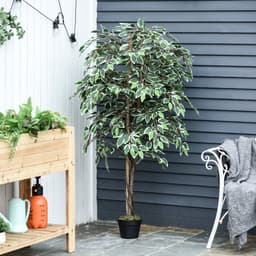 image-Artificial Ficus Silk Tree with Nursery Pot, Decorative Fake Plant, 160cm