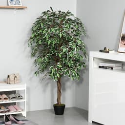 image-Artificial Ficus Silk Tree with Nursery Pot, Decorative Fake Plant, 160cm