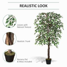 image-Artificial Ficus Silk Tree with Nursery Pot, Decorative Fake Plant, 160cm