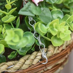 image-Pack of 2 Artificial Lisianthus Flowers Hanging Planter with Basket