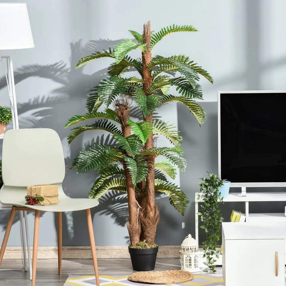 image-Artificial Fern Tree 36 Leaves with Nursery Pot, Fake Plant 150cm
