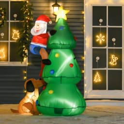 image-1.8m Inflatable Christmas Tree, LED Lighted with Santa Claus Dog Party Prop