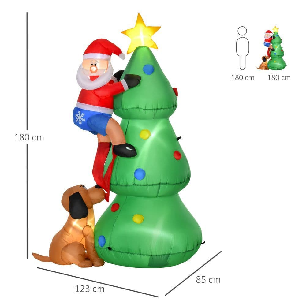 image-1.8m Inflatable Christmas Tree, LED Lighted with Santa Claus Dog Party Prop