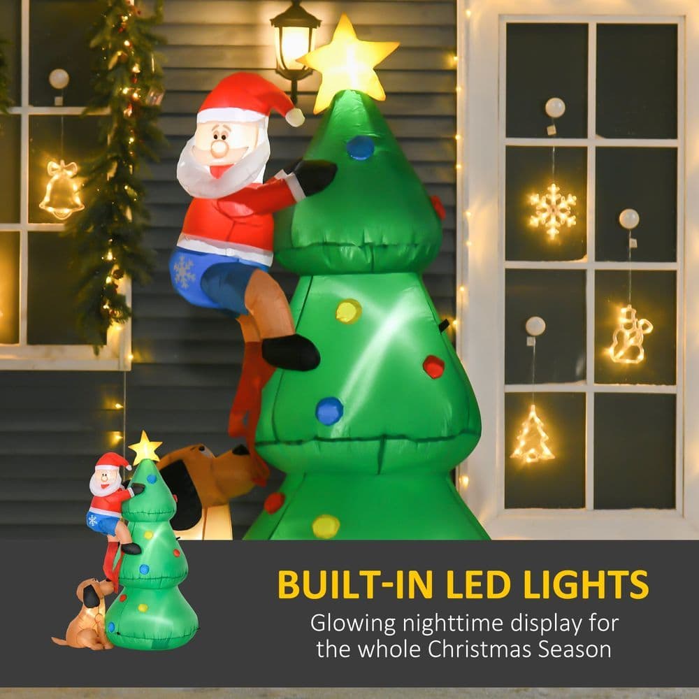 image-1.8m Inflatable Christmas Tree, LED Lighted with Santa Claus Dog Party Prop