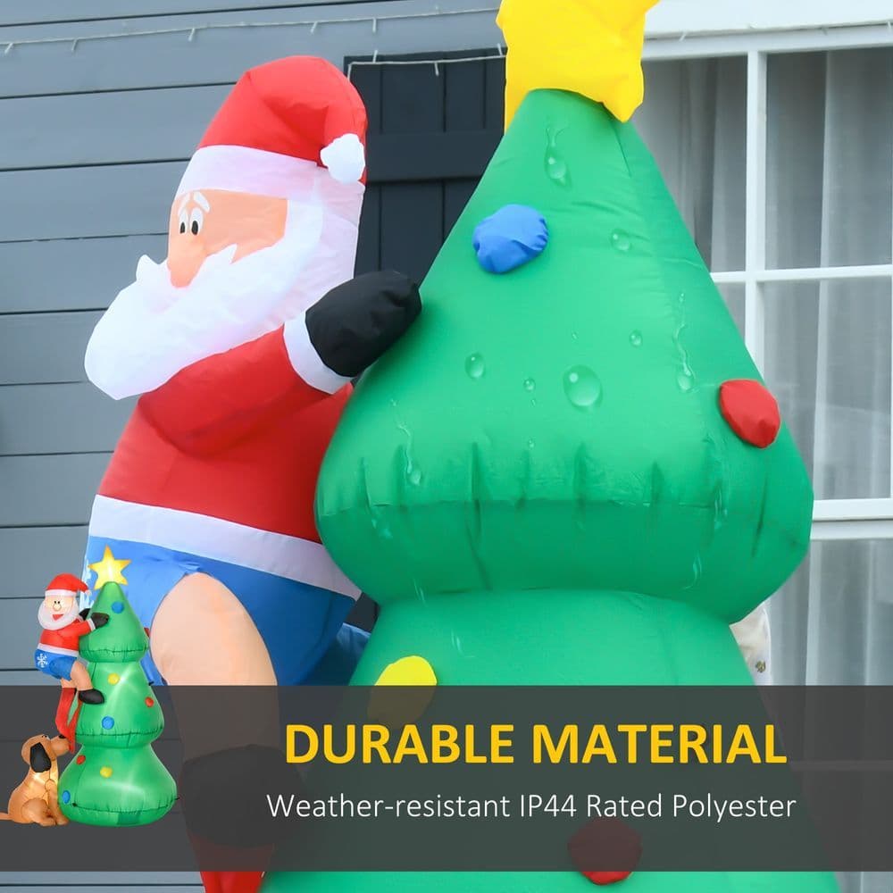 image-1.8m Inflatable Christmas Tree, LED Lighted with Santa Claus Dog Party Prop