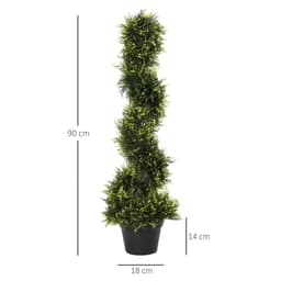 image-Set Of 2 90cm Artificial Spiral Topiary Trees & Pot Fake Greenery Plant