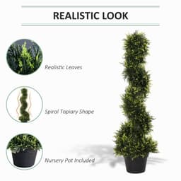 image-Set Of 2 90cm Artificial Spiral Topiary Trees & Pot Fake Greenery Plant