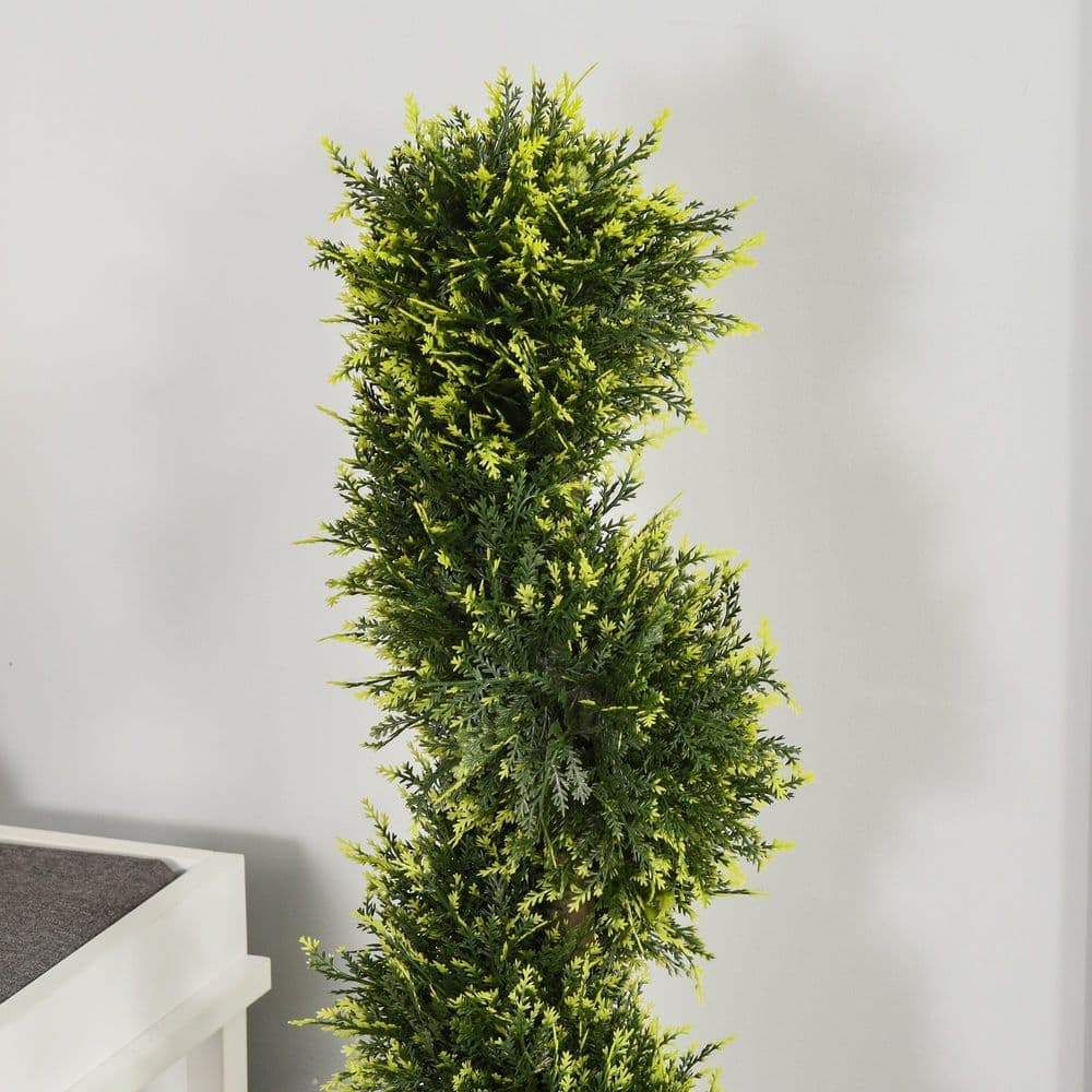 image-Set Of 2 90cm Artificial Spiral Topiary Trees & Pot Fake Greenery Plant