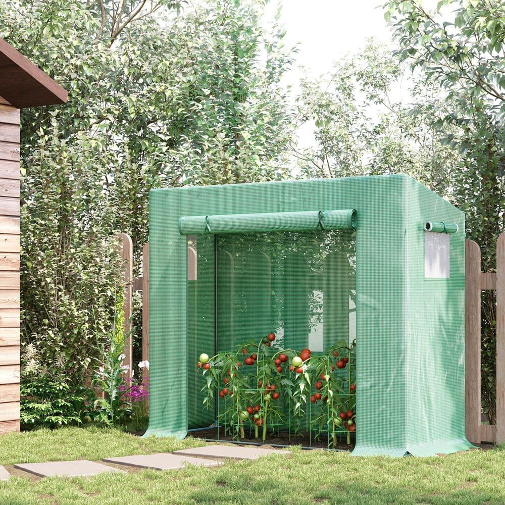 image-Garden Greenhouse Plant Cover, Windows & Zipper 198Lx77Wx149-168Hcm