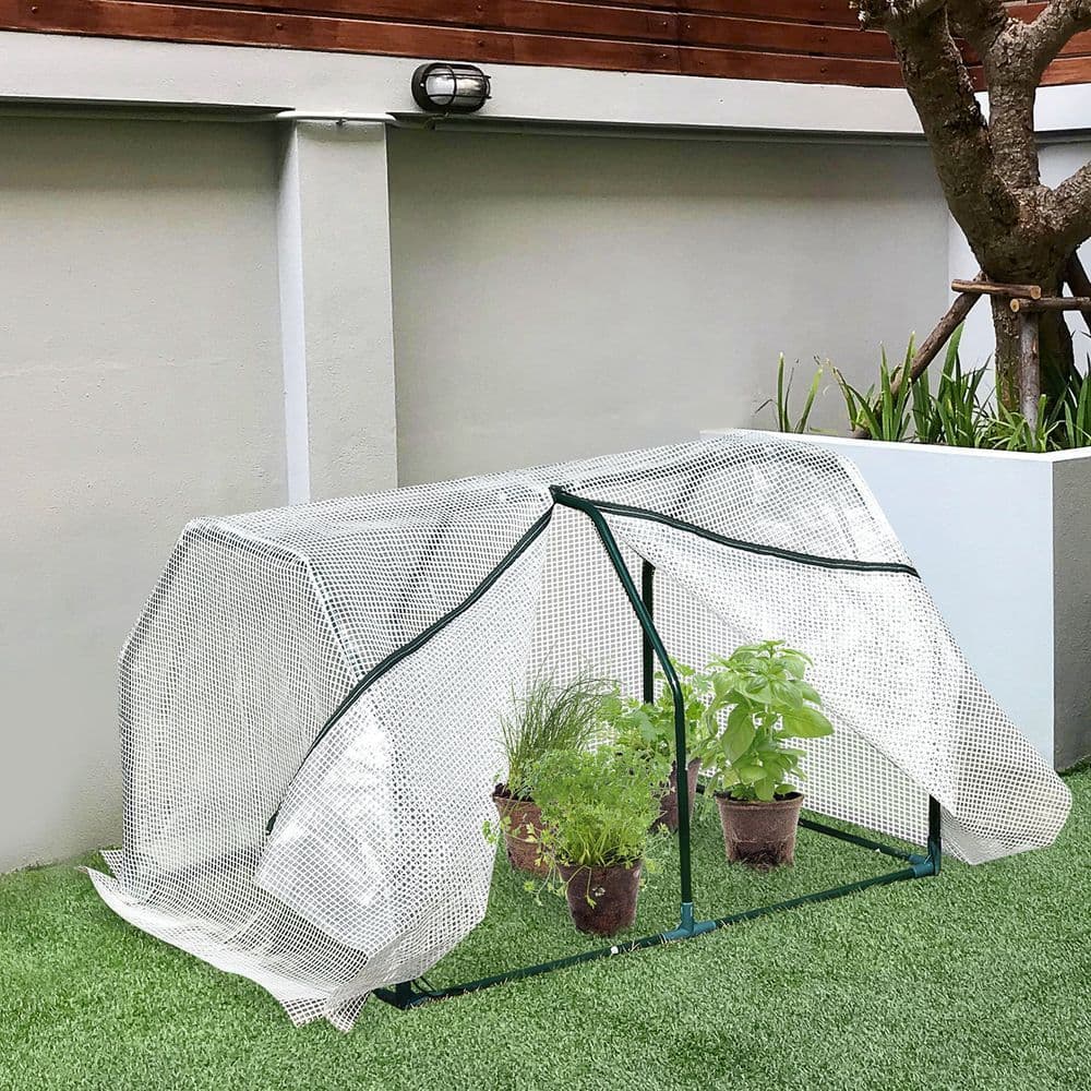 image-99x71x60cm Mini PVC Cover Steel Frame Greenhouse White