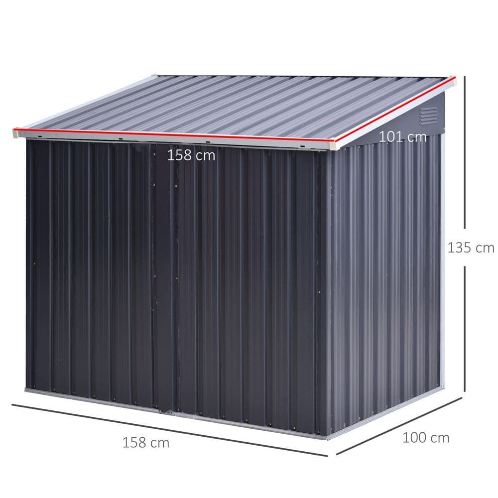 image-Steel Garden Storage Shed Double Door & Lid Dustbin Rubbish Cover 2 Trash Can