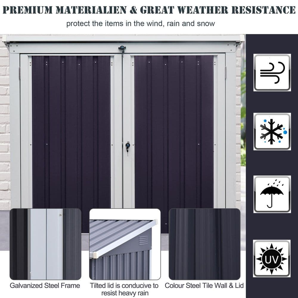 image-Steel Garden Storage Shed Double Door & Lid Dustbin Rubbish Cover 2 Trash Can