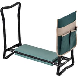 image-Steel Frame Gardening Kneeler Seat w/ Pouch Green