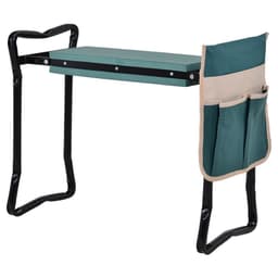 image-Steel Frame Gardening Kneeler Seat w/ Pouch Green